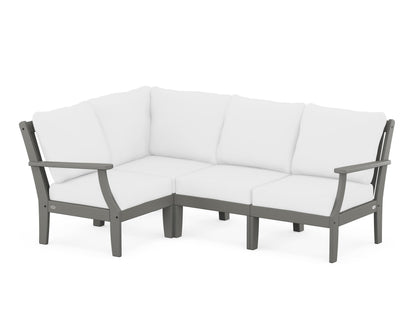 POLYWOOD® Braxton Modular 4-Piece Deep Seating Set in Slate Grey / Natural