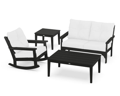 POLYWOOD® Vineyard 4-Piece Deep Seating Rocker Set in Black / Natural