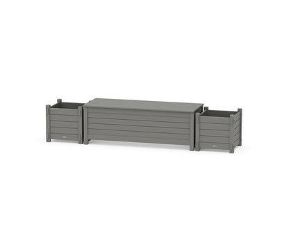 POLYWOOD® 48" Nautical Straight Planter Storage Bench Set in Slate Grey