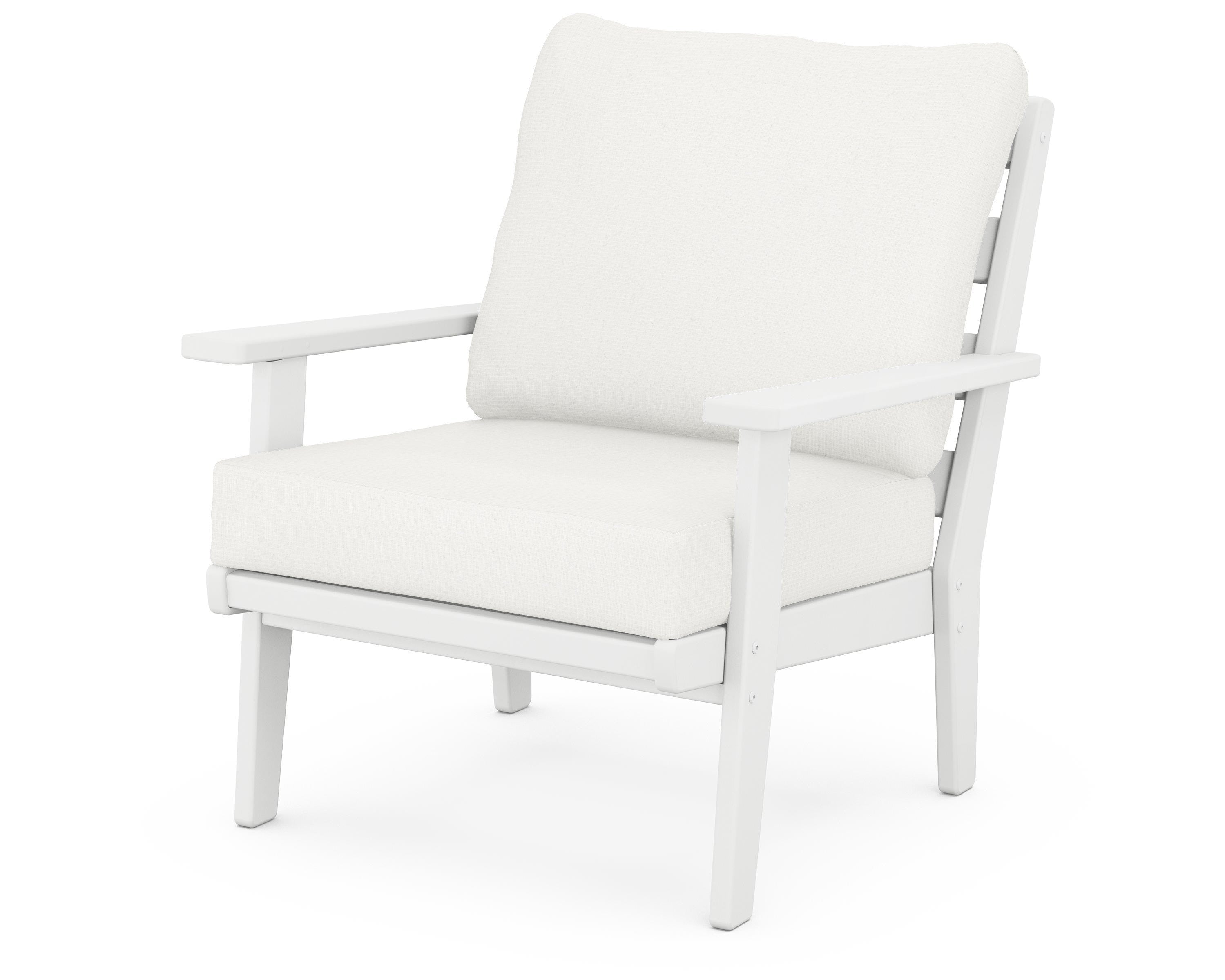 POLYWOOD® Grant Park Deep Seating Chair in White / Natural Linen