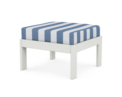 POLYWOOD® Vineyard Modular Ottoman in Vintage White / Cabana Stripe Sky Blue