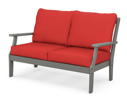 POLYWOOD® Braxton Deep Seating Loveseat in Slate Grey / Crimson Linen