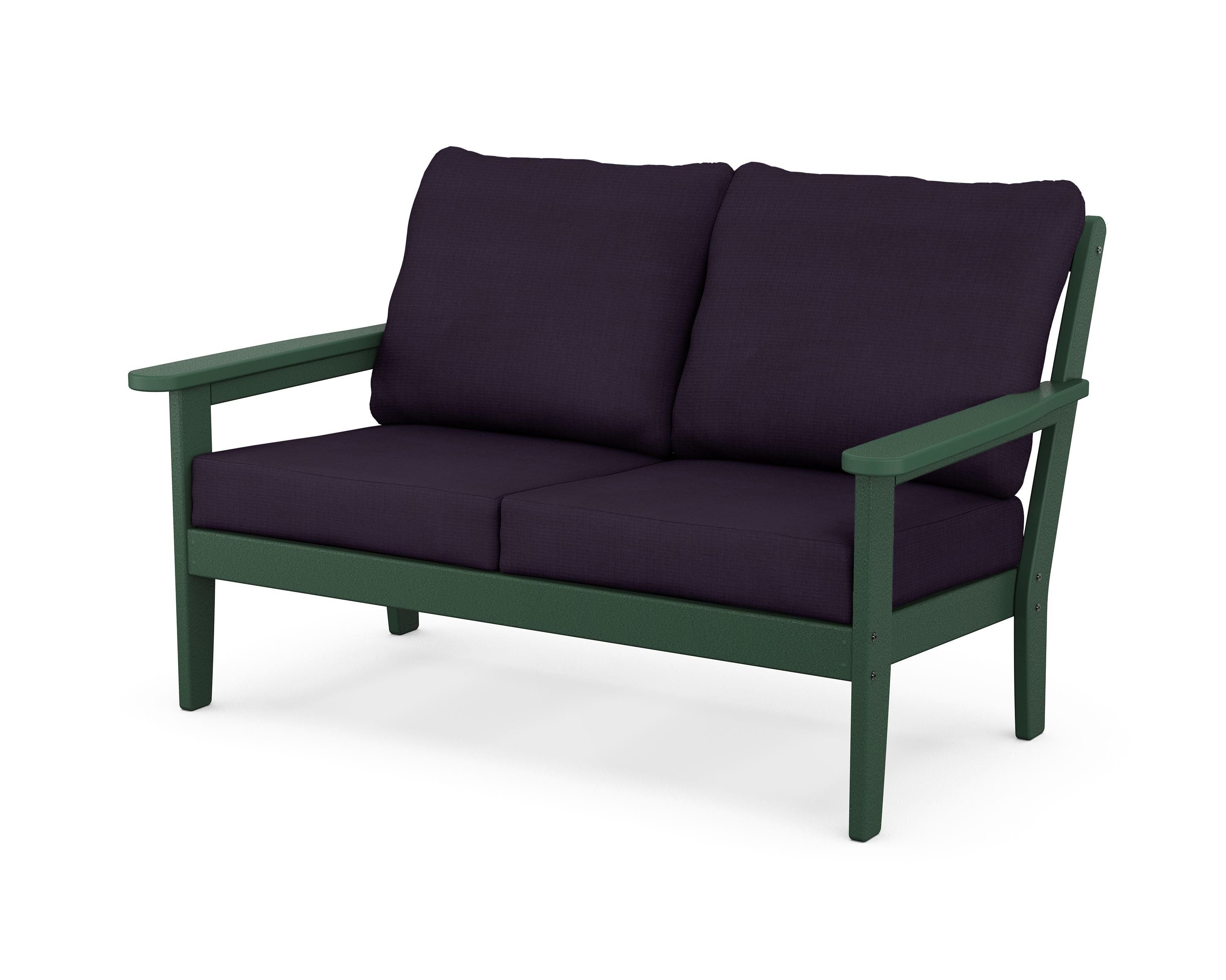 Country Living Cottage Deep Seating Loveseat in Green / Navy Linen
