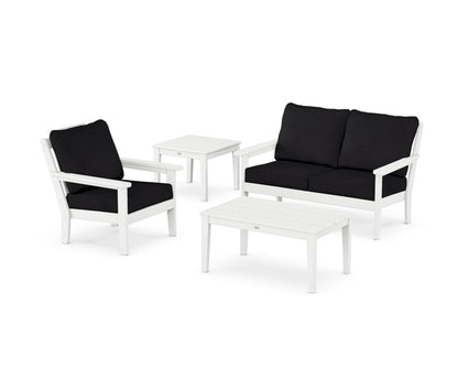 Country Living Wovendale 4-Piece Deep Seating Set in White / Midnight Linen