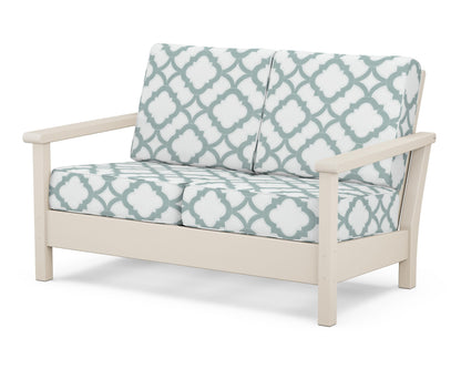 POLYWOOD® Harbour Deep Seating Loveseat in Sand / Trellis Glacier Spa