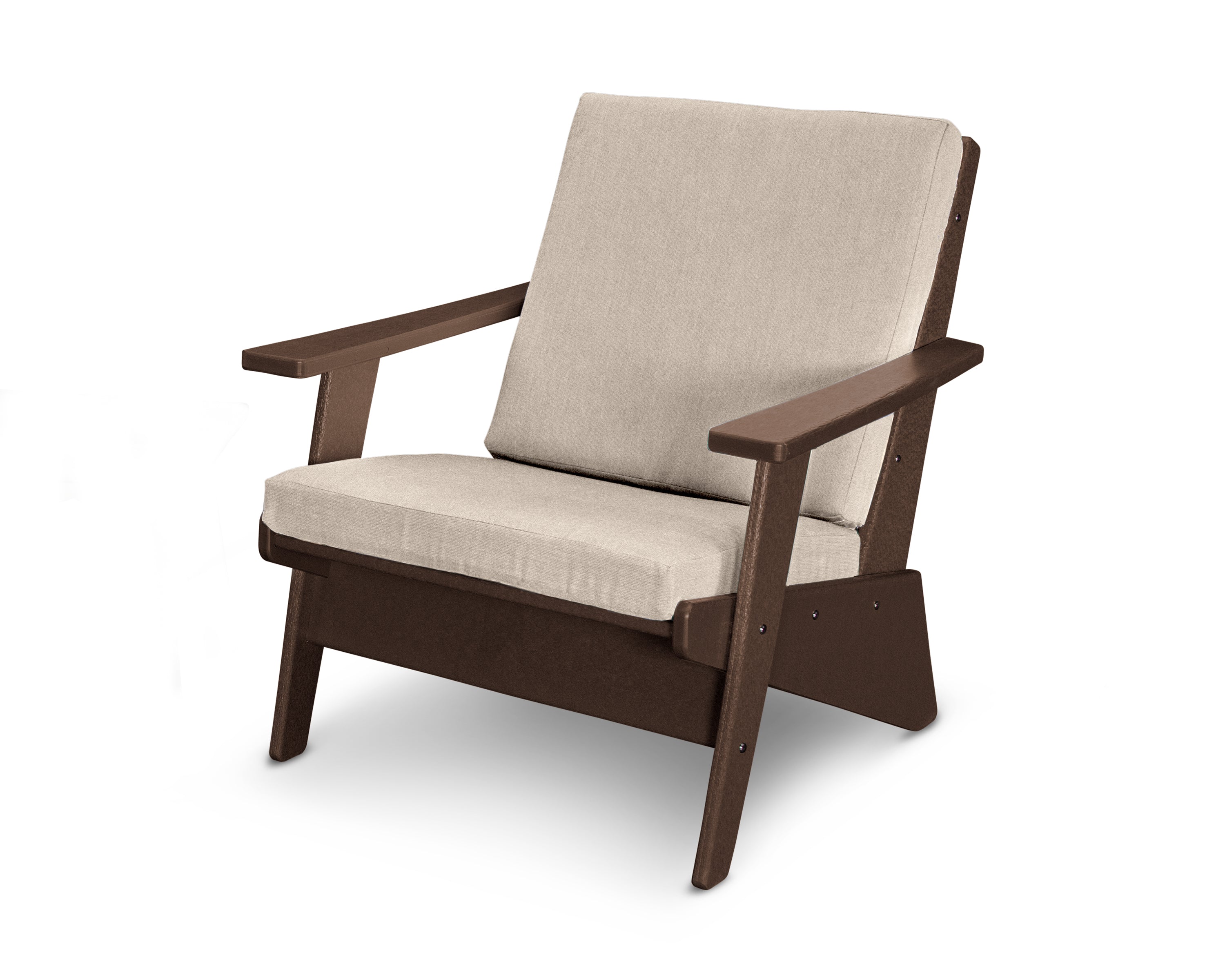 POLYWOOD® Riviera Modern Lounge Chair in Mahogany / Cast Ash