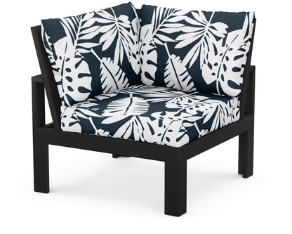 Unbranded Modular Corner Chair in Black / Leaf Marine Indigo