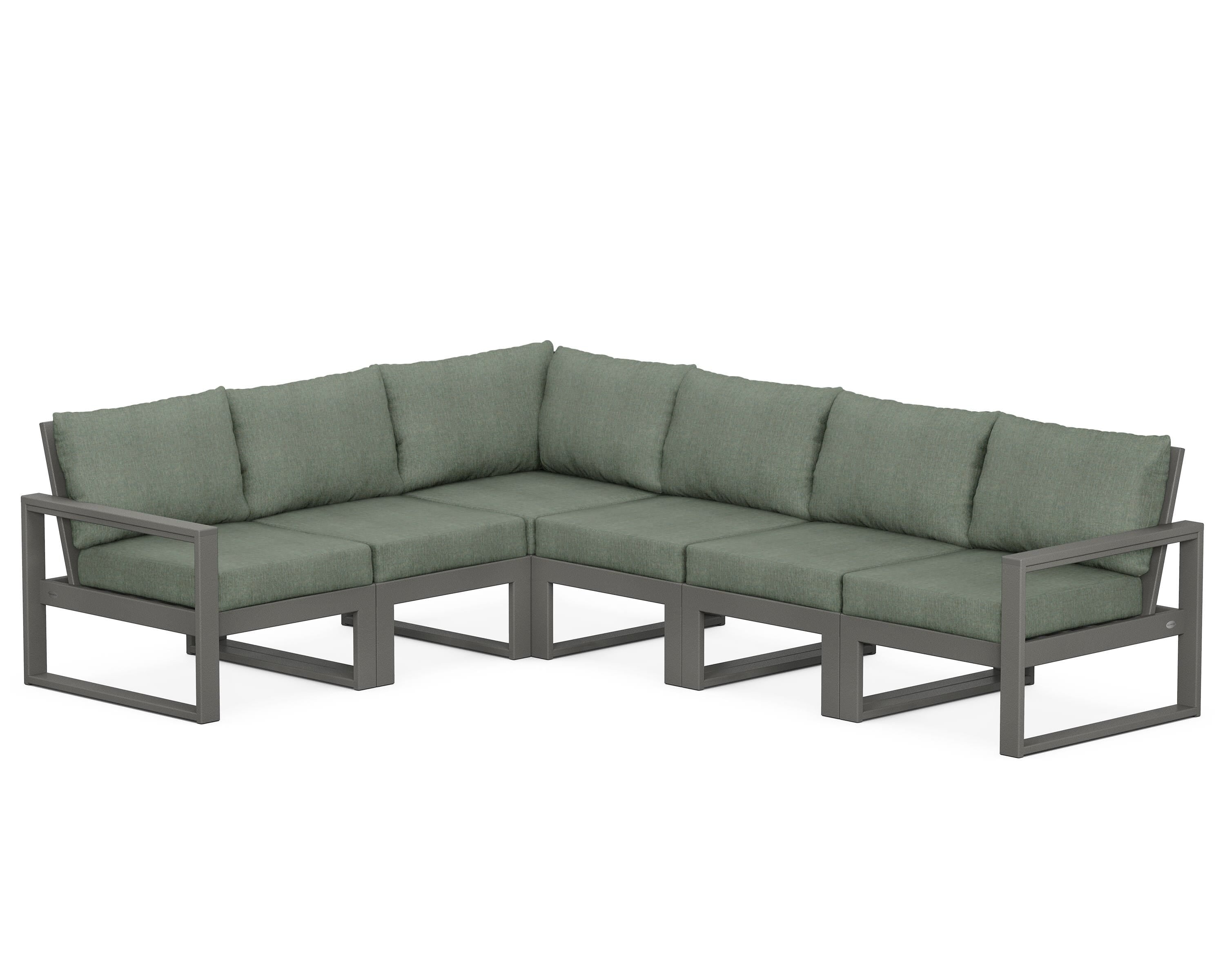 POLYWOOD® EDGE 6-Piece Modular Deep Seating Set in Slate Grey / Cast Sage