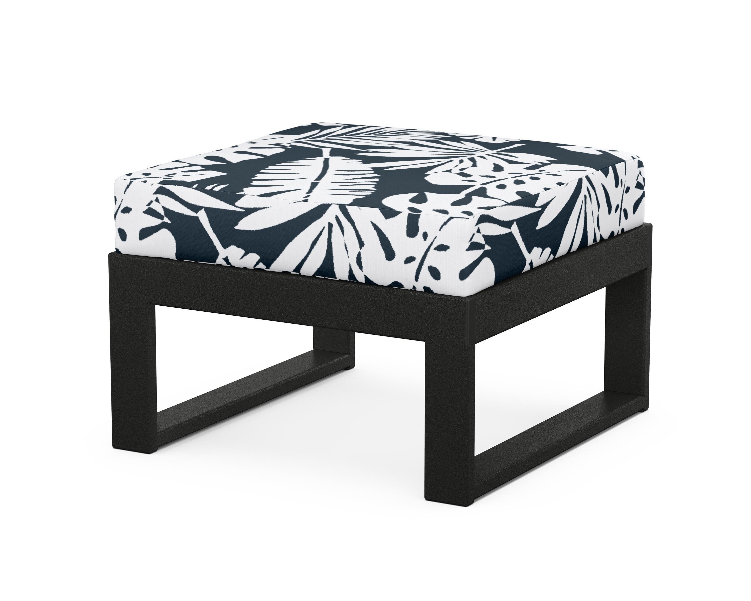 Unbranded Modular Ottoman - Modern in Black / Leaf Marine Indigo