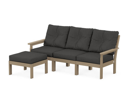 POLYWOOD® Vineyard 4-Piece Sectional with Ottoman in Vintage Sahara / Spectrum Carbon