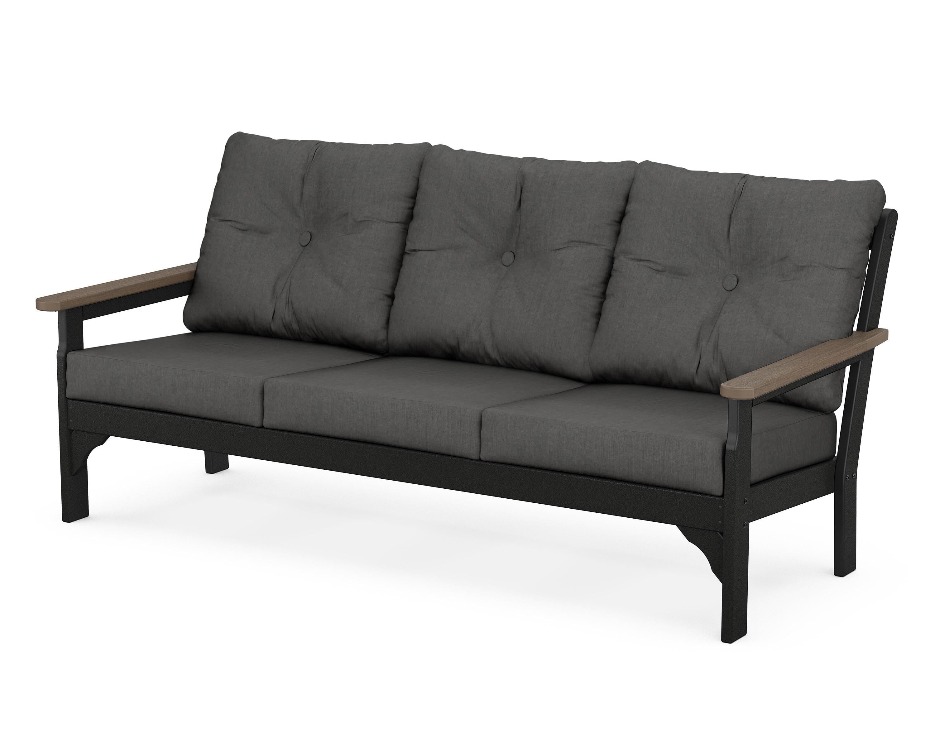 POLYWOOD® Vineyard Deep Seating Sofa in Black / Kona / Spectrum Carbon