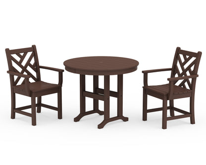 POLYWOOD® Chippendale 3-Piece Round Dining Set in Mahogany