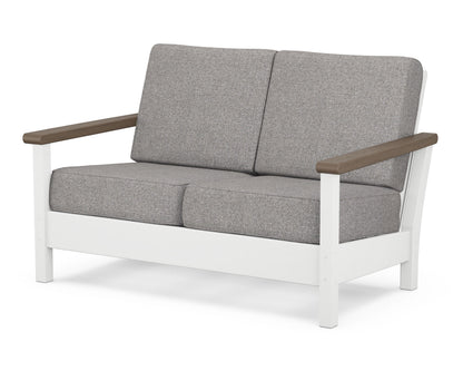 POLYWOOD® Harbour Deep Seating Loveseat in White / Kona / Grey Mist