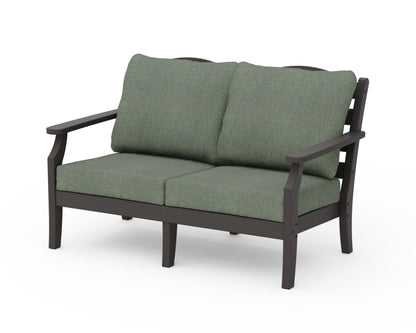 Draper James™ by  POLYWOOD® Savannah Deep Seating Loveseat in Vintage Coffee / Cast Sage
