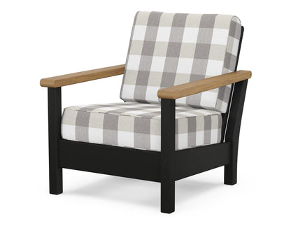 POLYWOOD® Harbour Deep Seating Chair in Black / Natural / Buffalo Plaid Grey Mist
