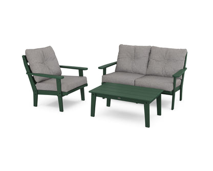 POLYWOOD® Lakeside 3-Piece Deep Seating Set in Green / Grey Mist