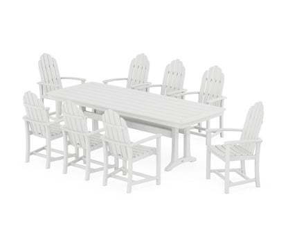POLYWOOD® Classic Adirondack 9-Piece Dining Set with Trestle Legs in White