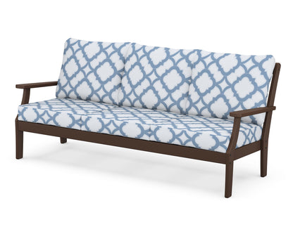 POLYWOOD® Braxton Deep Seating Sofa in Mahogany / Trellis Sky Blue