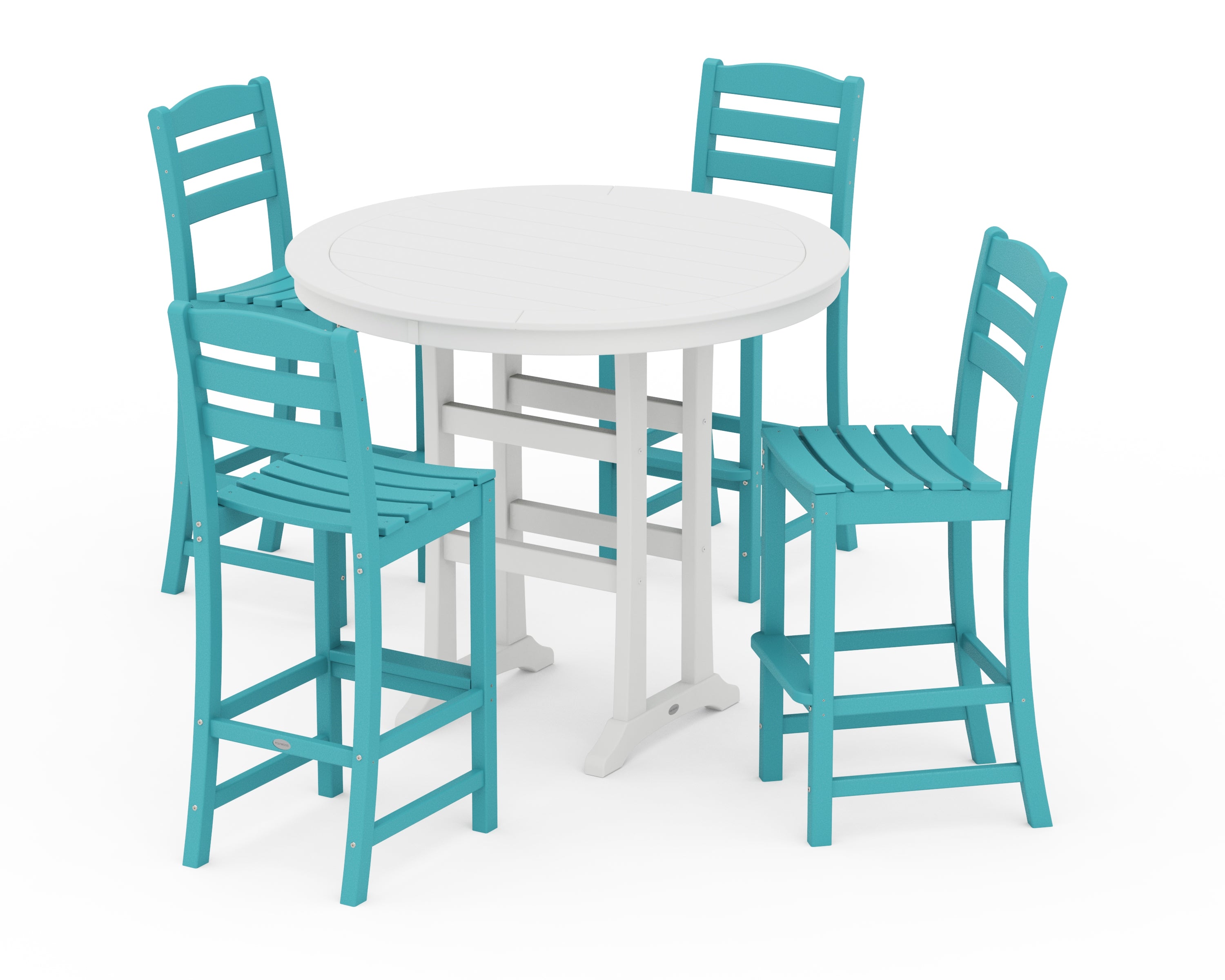 POLYWOOD® La Casa Café 5-Piece Side Chair Bar Dining Set in Aruba / White