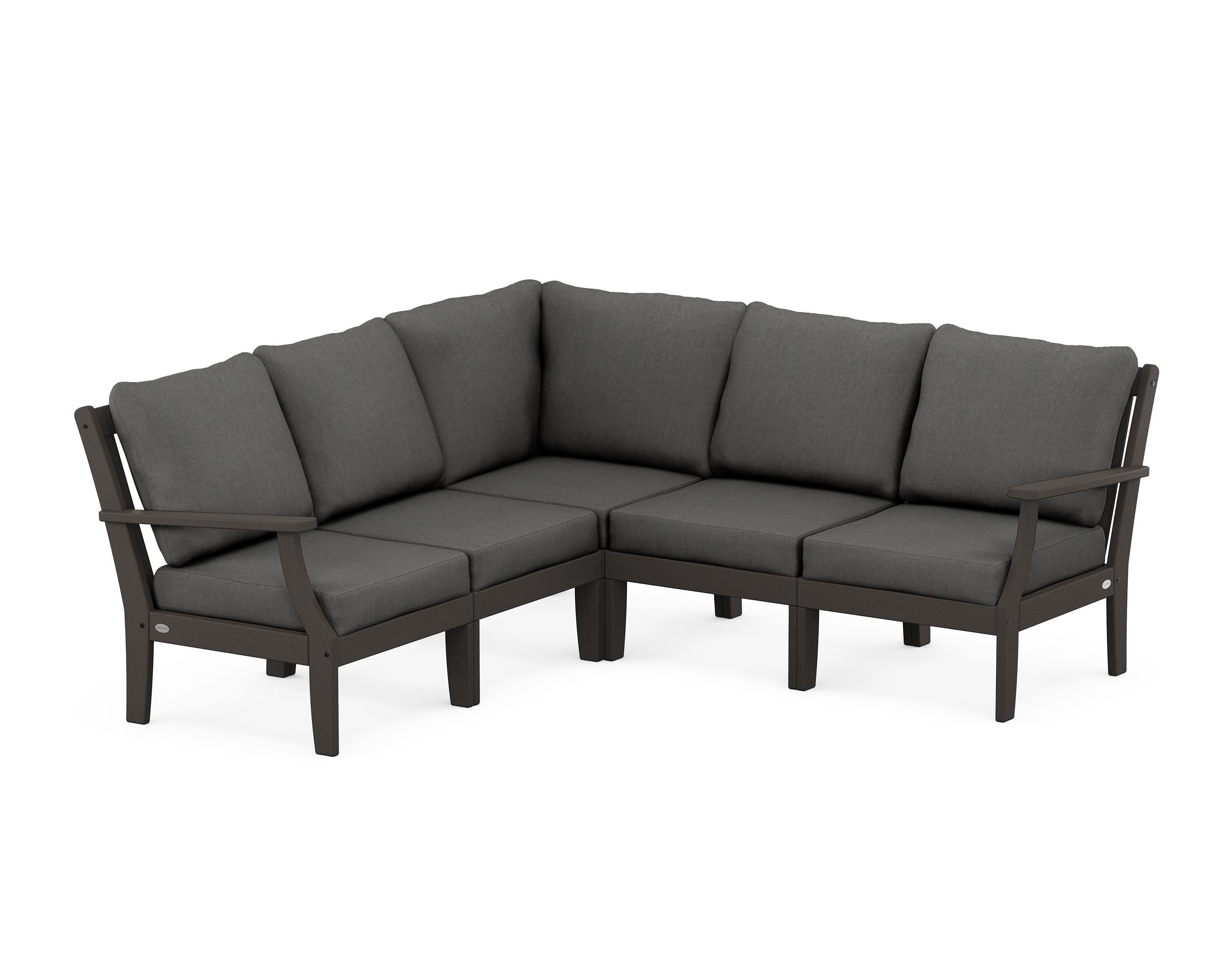 POLYWOOD® Braxton Modular 5-Piece Deep Seating Set in Vintage Coffee / Spectrum Carbon