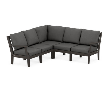 POLYWOOD® Braxton Modular 5-Piece Deep Seating Set in Vintage Coffee / Spectrum Carbon