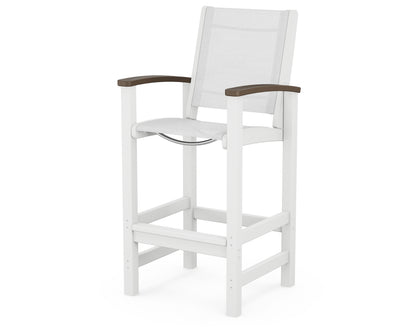 POLYWOOD® Coastal Bar Chair in White / Kona / White Sling