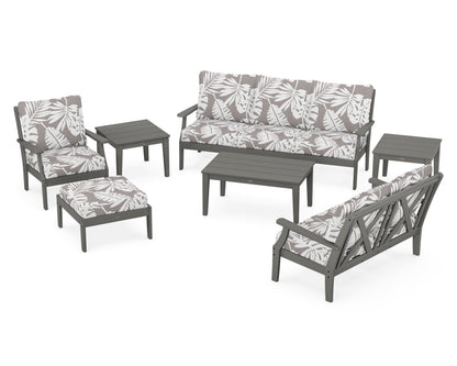 POLYWOOD® Braxton 7-Piece Deep Seating Set in Slate Grey / Leaf Grey Mist