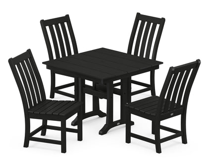 POLYWOOD® Vineyard 5-Piece Farmhouse Trestle Side Chair Dining Set in Black