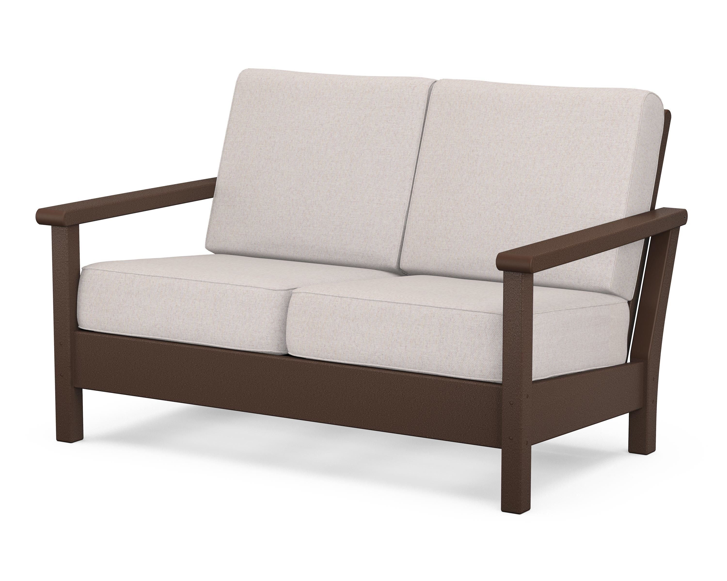 POLYWOOD® Harbour Deep Seating Loveseat in Mahogany / Dune Burlap