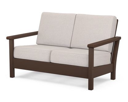POLYWOOD® Harbour Deep Seating Loveseat in Mahogany / Dune Burlap