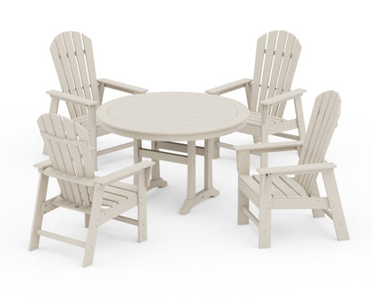 POLYWOOD® South Beach 5-Piece Round Dining Set with Trestle Legs in Sand