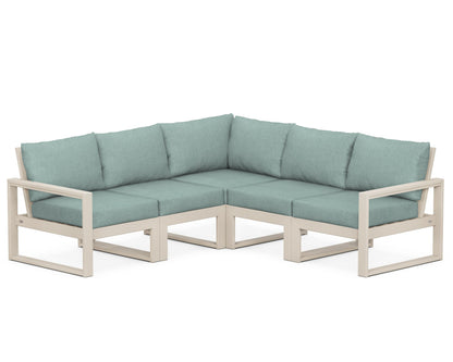 POLYWOOD® EDGE 5-Piece Modular Deep Seating Set in Sand / Glacier Spa