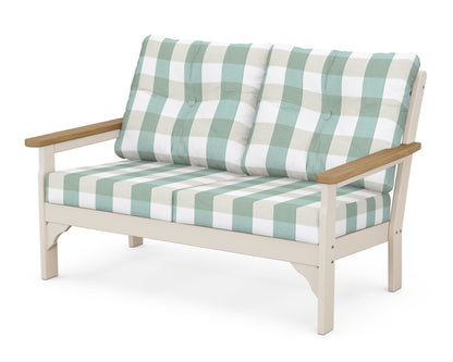 POLYWOOD® Vineyard Deep Seating Loveseat in Sand / Natural / Buffalo Plaid Glacier Spa