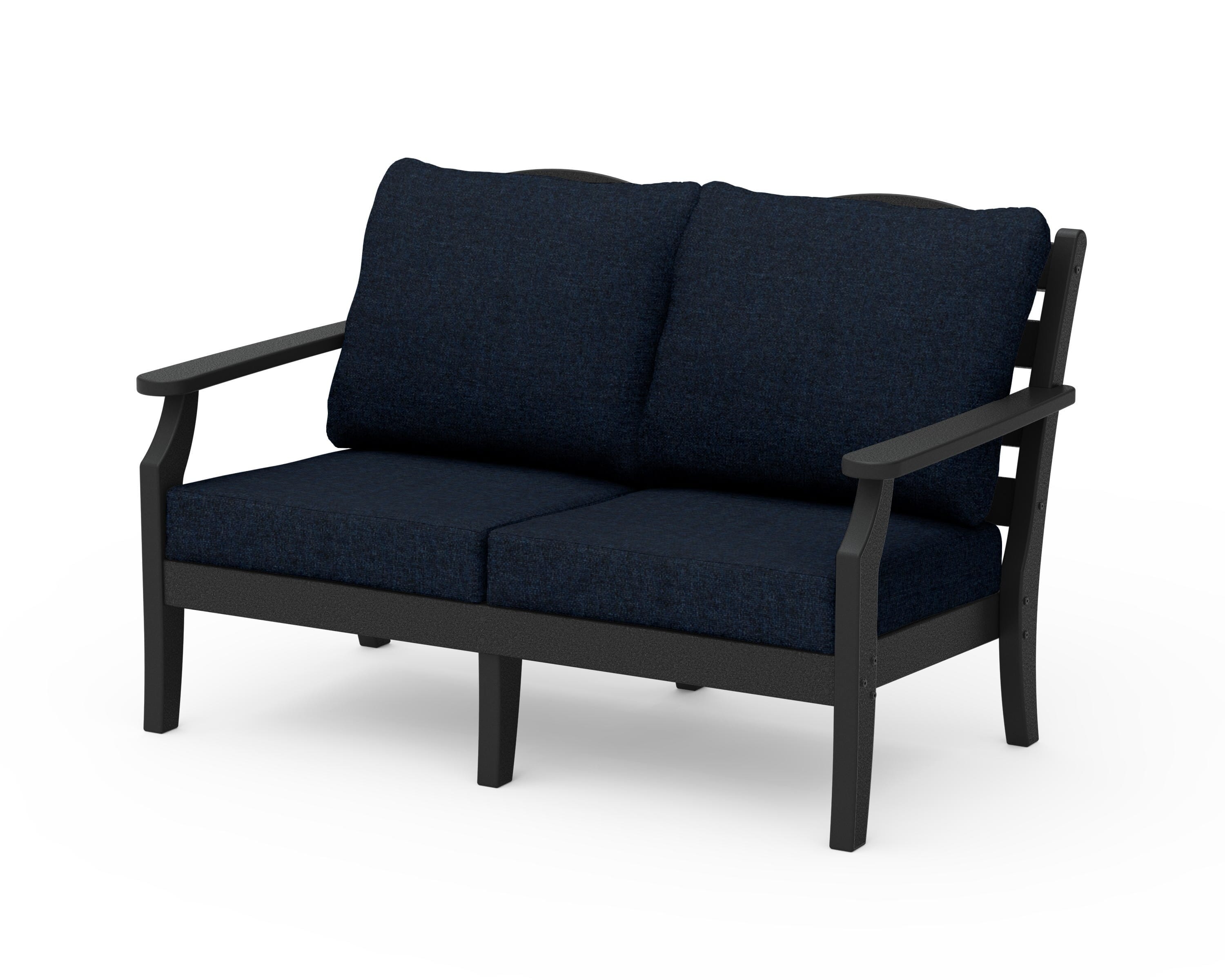 Draper James™ by  POLYWOOD® Savannah Deep Seating Loveseat in Black / Marine Indigo