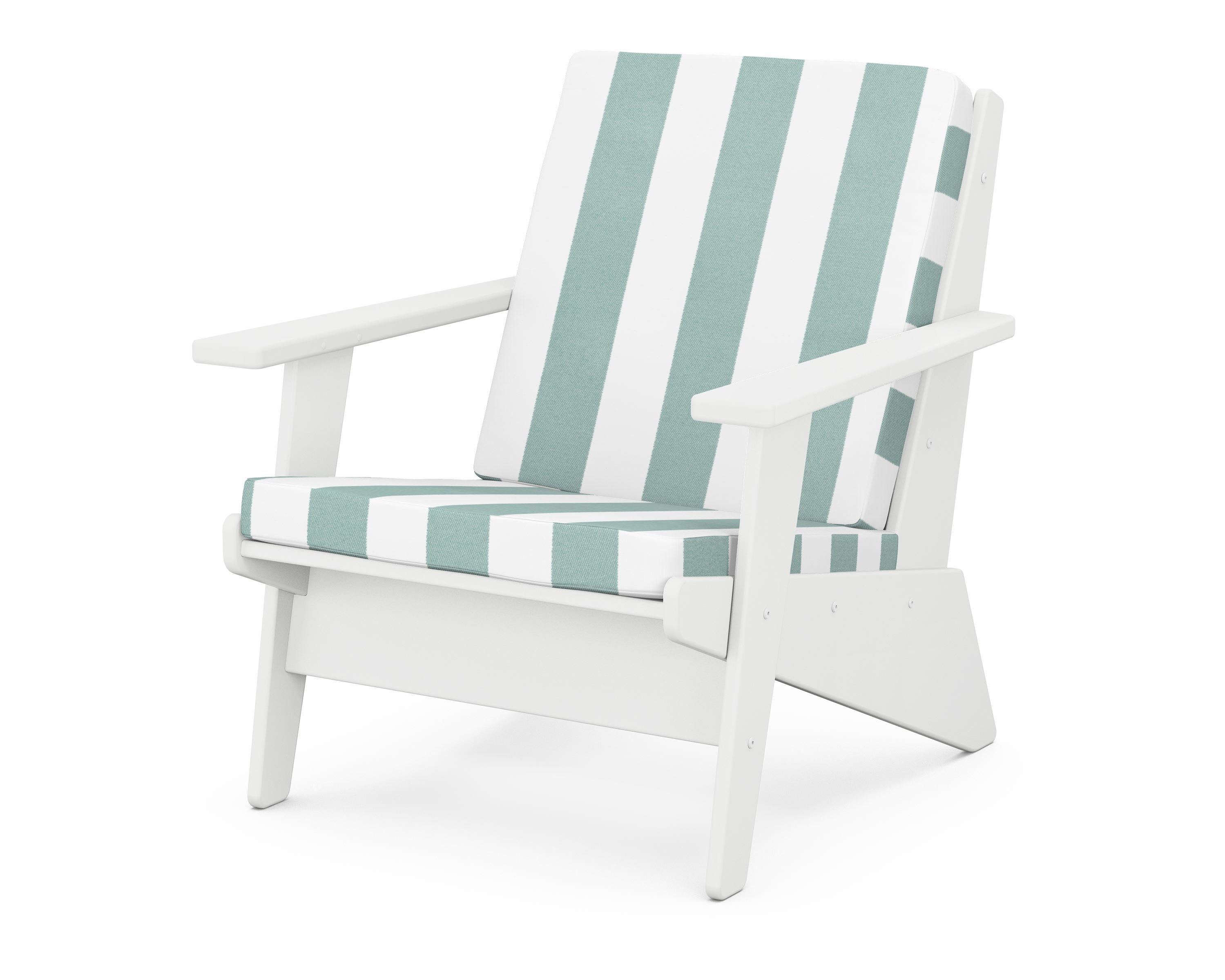 POLYWOOD® Riviera Modern Lounge Chair in White / Cabana Stripe Glacier Spa
