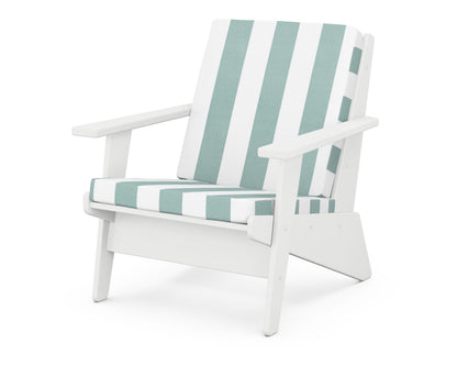 POLYWOOD® Riviera Modern Lounge Chair in White / Cabana Stripe Glacier Spa
