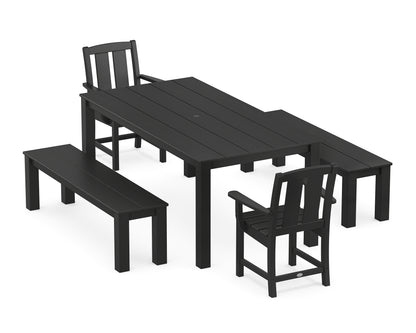 POLYWOOD® Mission 5-Piece Parsons Dining Set with Benches in Black