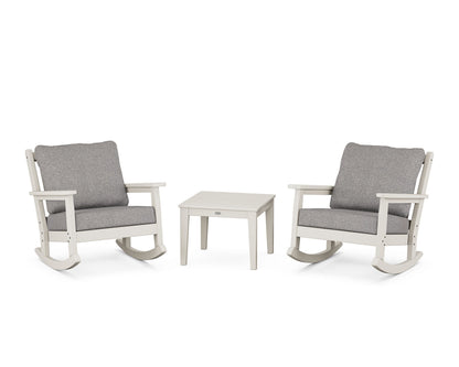 POLYWOOD® Chippendale 3-Piece Deep Seating Rocker Set in Sand / Grey Mist