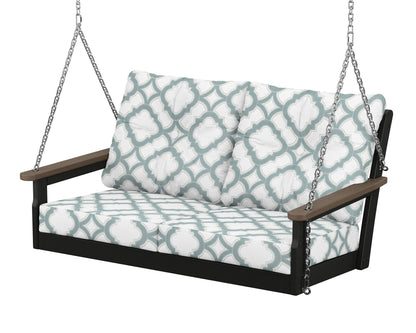 POLYWOOD® Vineyard Deep Seating Swing in Black / Kona / Trellis Glacier Spa
