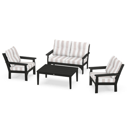 Vineyard 4 Piece Deep Seating Set - Black