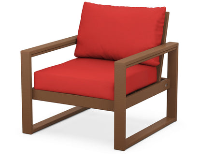 POLYWOOD® EDGE Club Chair in Teak / Crimson Linen