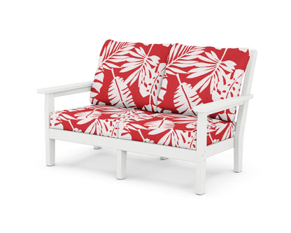 POLYWOOD® Chippendale Deep Seating Loveseat in White / Leaf Crimson