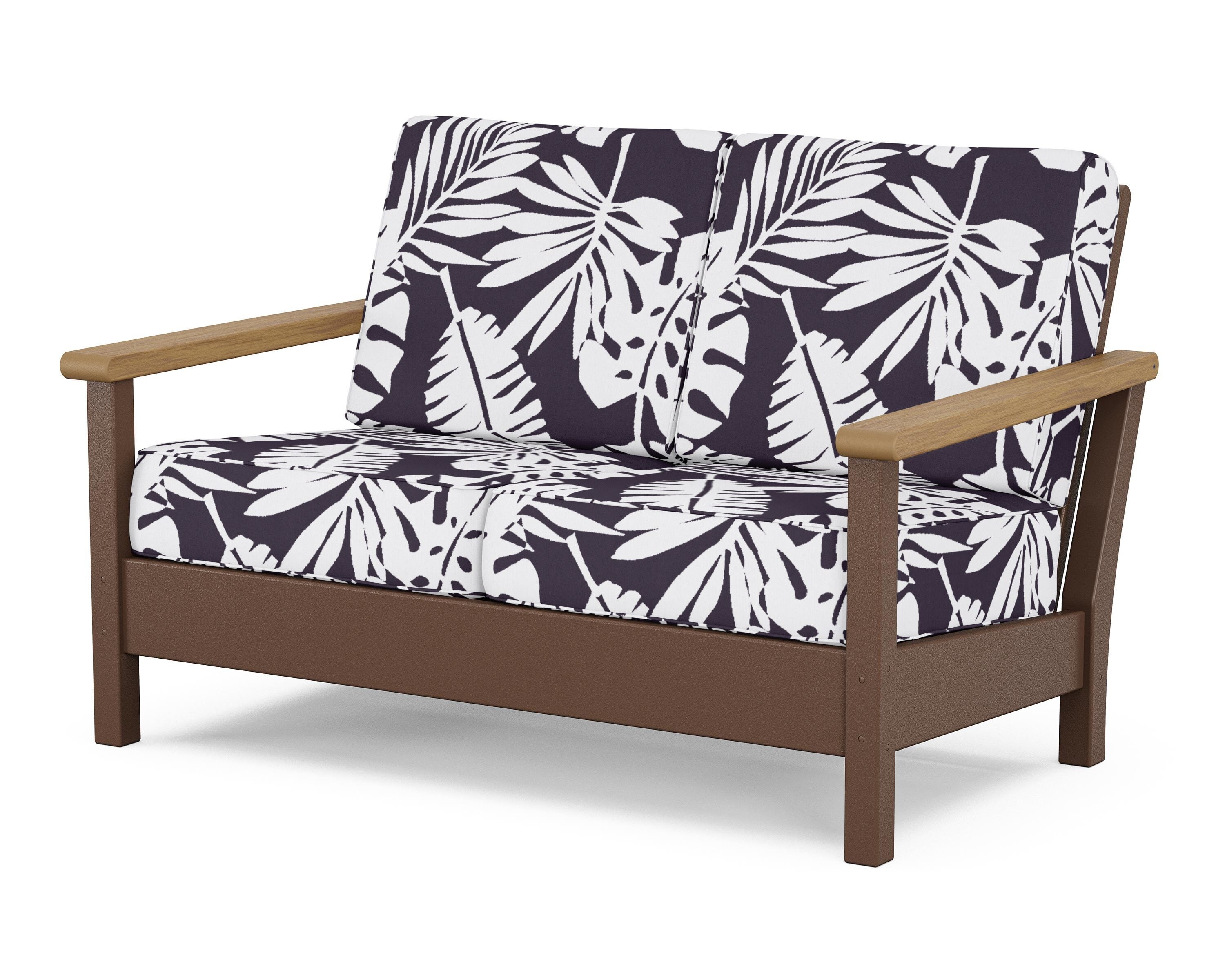 POLYWOOD® Harbour Deep Seating Loveseat in Mahogany / Natural / Leaf Navy