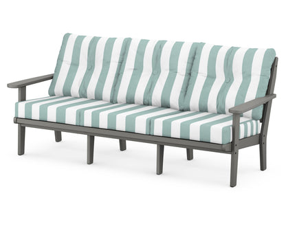 POLYWOOD® Lakeside Deep Seating Sofa in Slate Grey / Cabana Stripe Glacier Spa