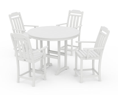 Country Living Cottage 5-Piece Round Farmhouse Counter Set in White