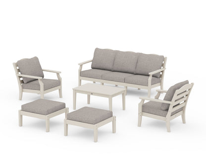 Draper James™ by  POLYWOOD® Savannah 6-Piece Lounge Sofa Set in Sand / Weathered Tweed
