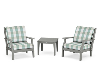 Country Living Wovendale 3-Piece Deep Seating Set in Slate Grey / Buffalo Plaid Glacier Spa