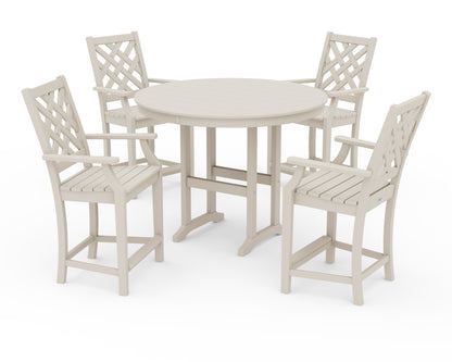 Country Living Wovendale 5-Piece Round Farmhouse Counter Set in Sand