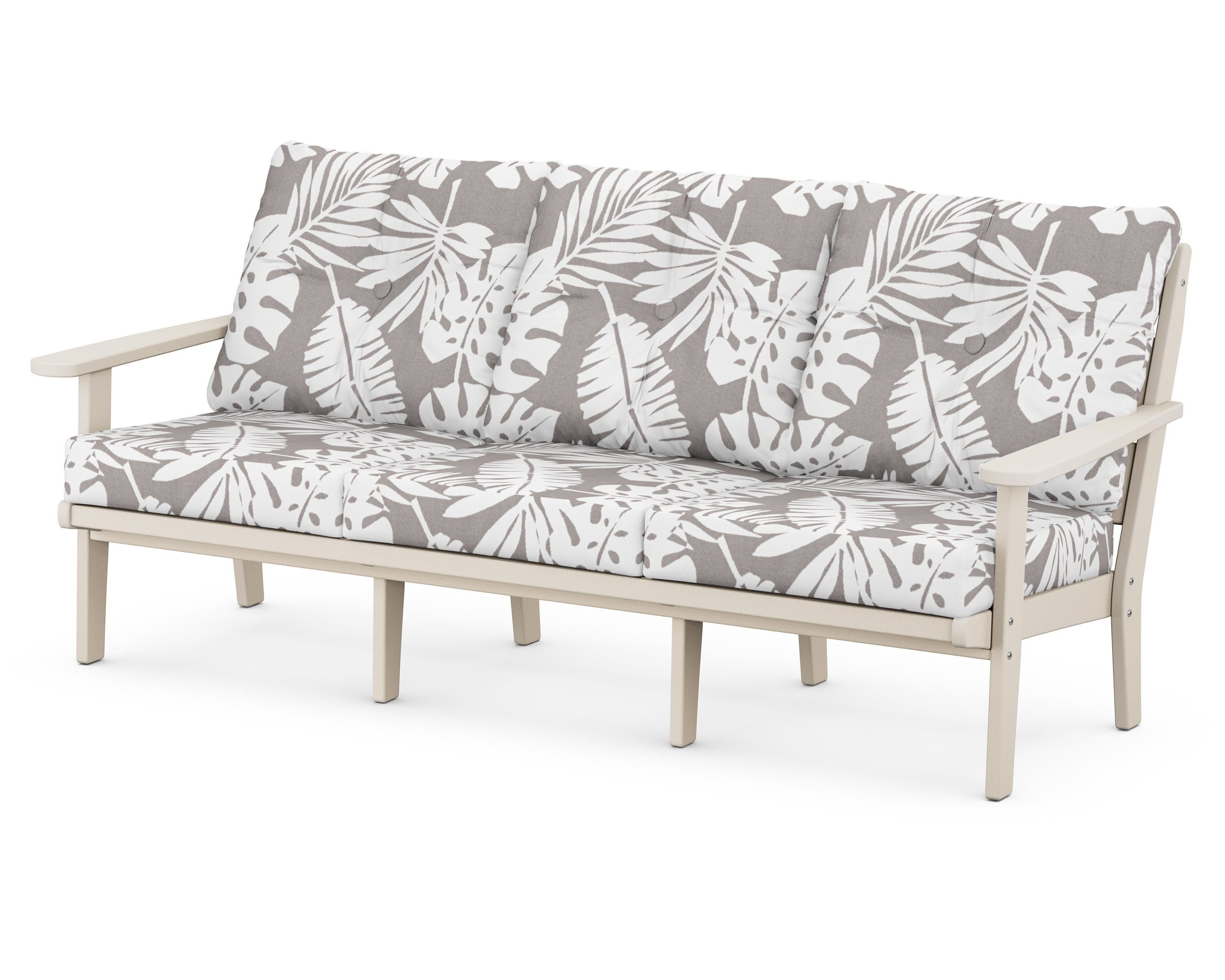 POLYWOOD® Lakeside Deep Seating Sofa in Sand / Leaf Grey Mist