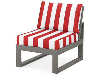 Unbranded Modular Armless Chair in Slate Grey / Cabana Stripe Crimson